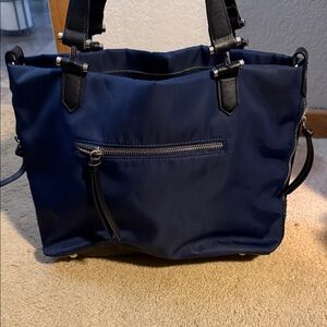INC International Concepts Navy Blue Nylon Tote with Black Trim